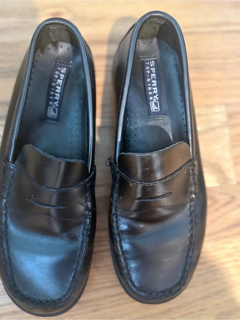 Sperry Top Sider Boys Black Loafers, Upper Leather, Sz 5.5Y, Worn Few Times